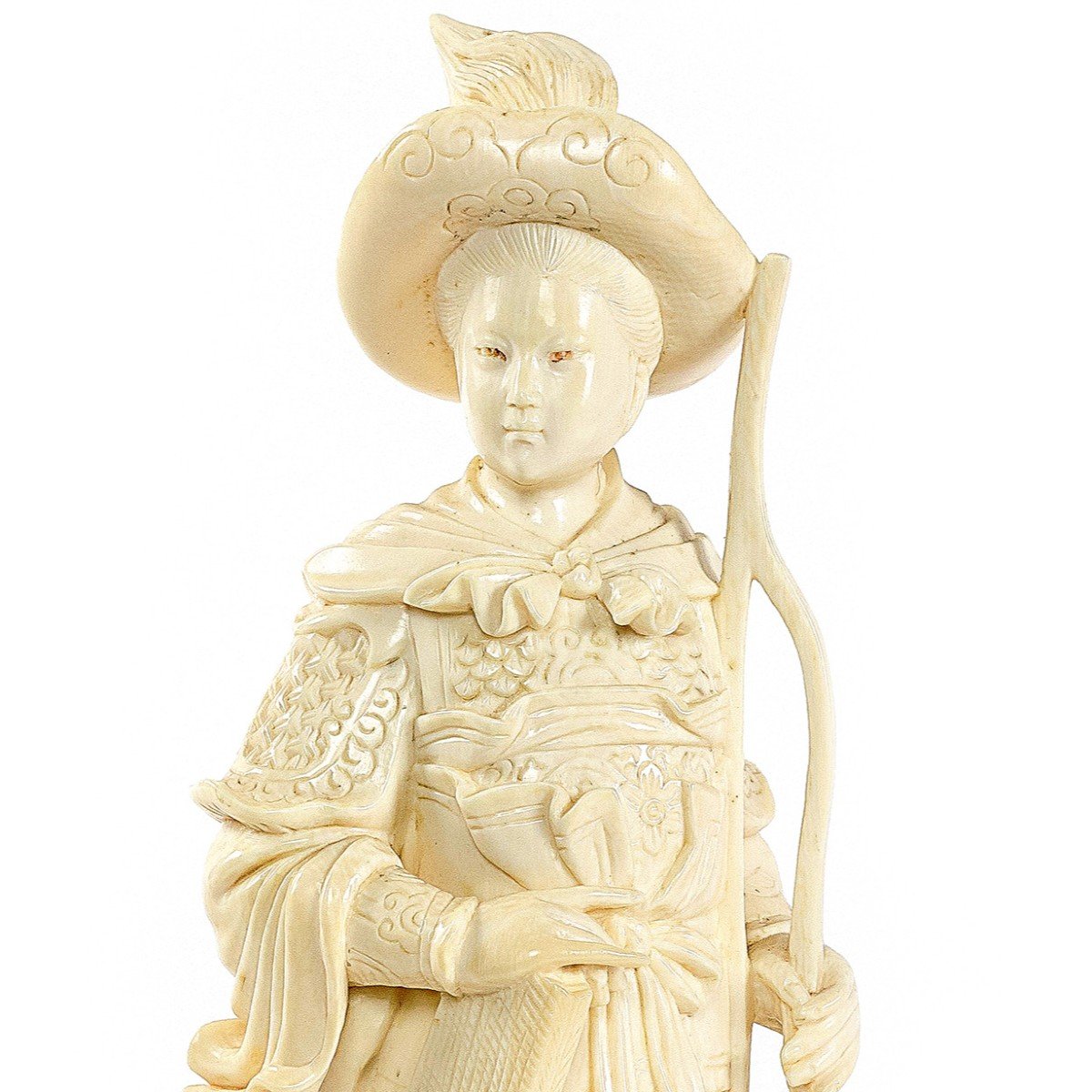 Ivory Sculpture Of A Young Girl Archer-photo-4