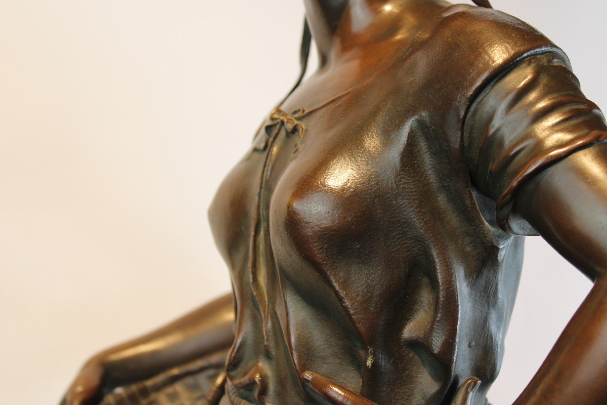Grand Sculpture En Bronze 19eme Signe  Ferville Suan-photo-4
