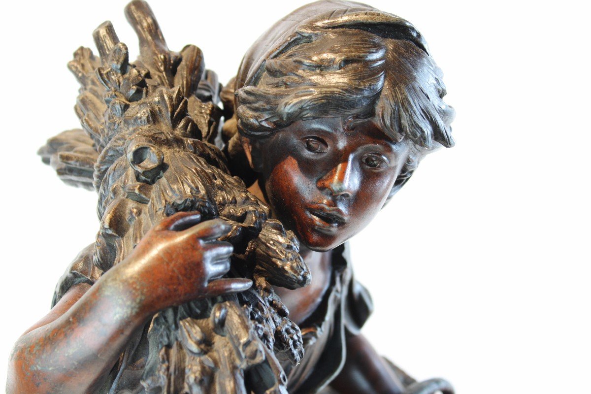 Sculpture En Regule d'Une Jeune Fille d'Apres Auguste Moreau-photo-2