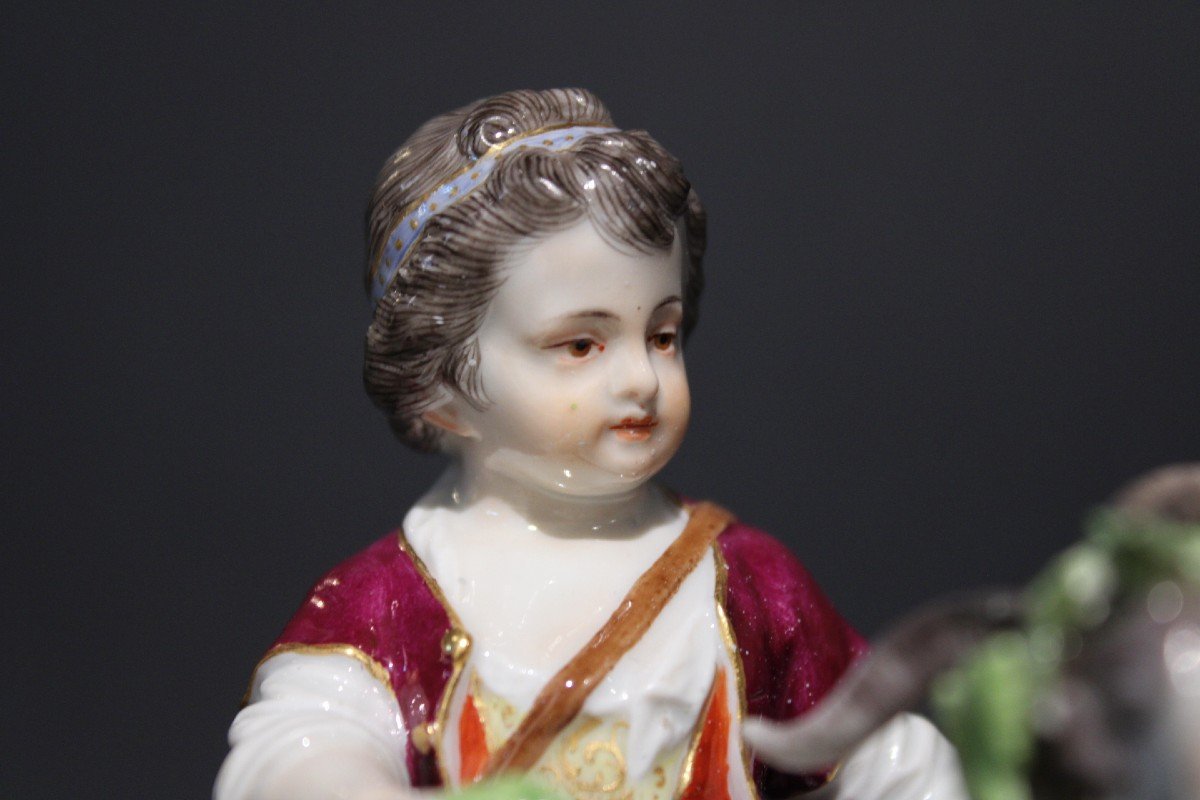 Meissen Porcelain 19th "young Girl And Goat"-photo-2