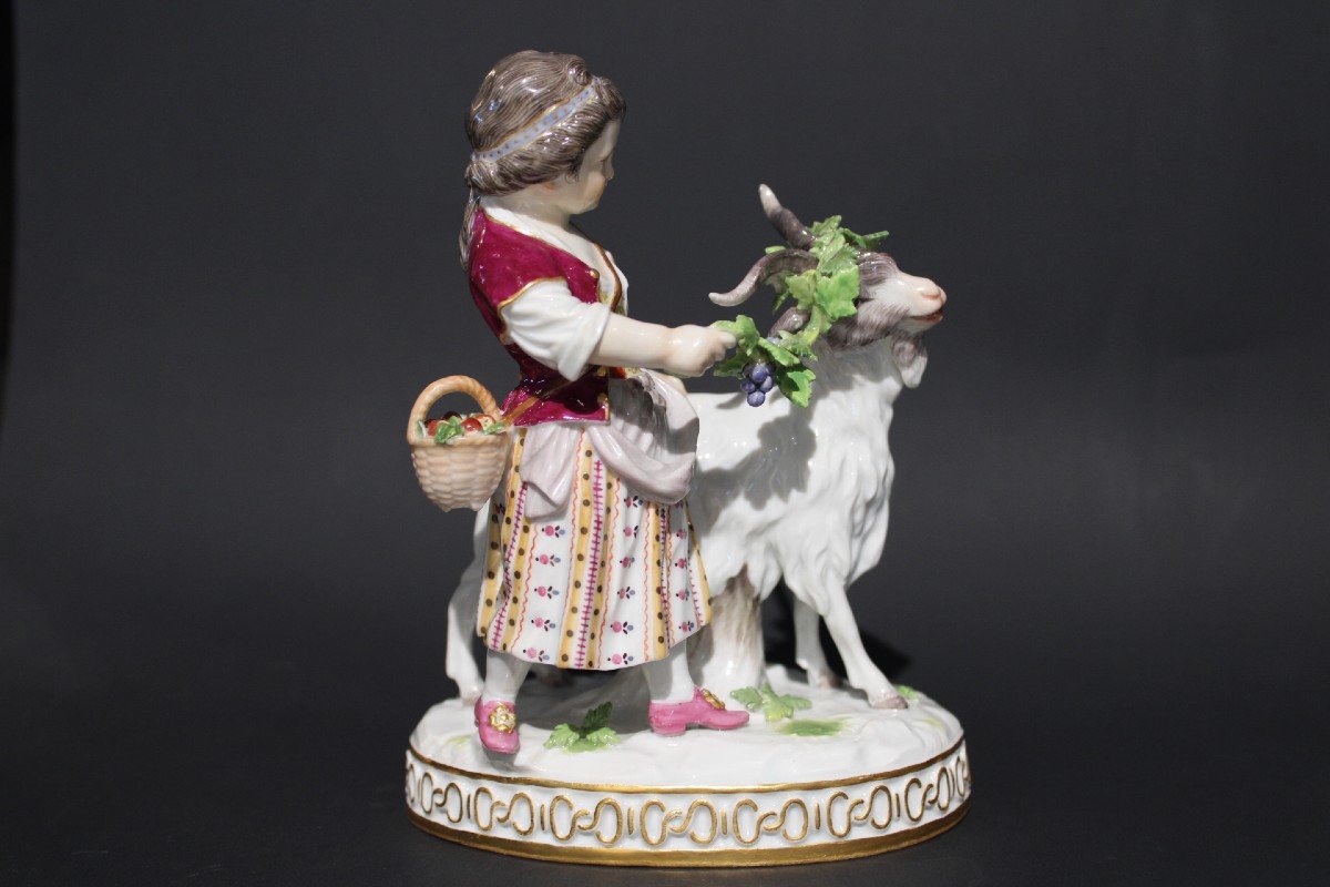 Meissen Porcelain 19th "young Girl And Goat"