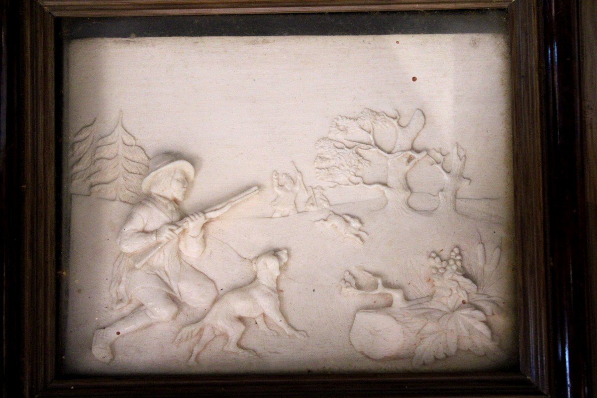 Small Carved Ivory Painting 19th C.