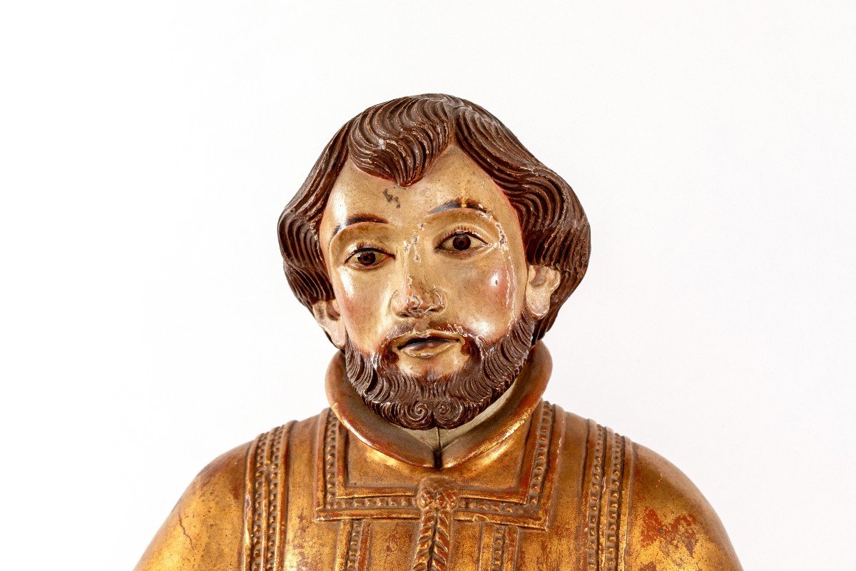 Saint En Bois Sculpte Et Peint 19eme-photo-3