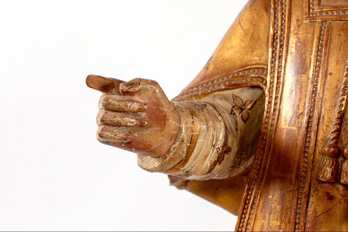 Saint En Bois Sculpte Et Peint 19eme-photo-4