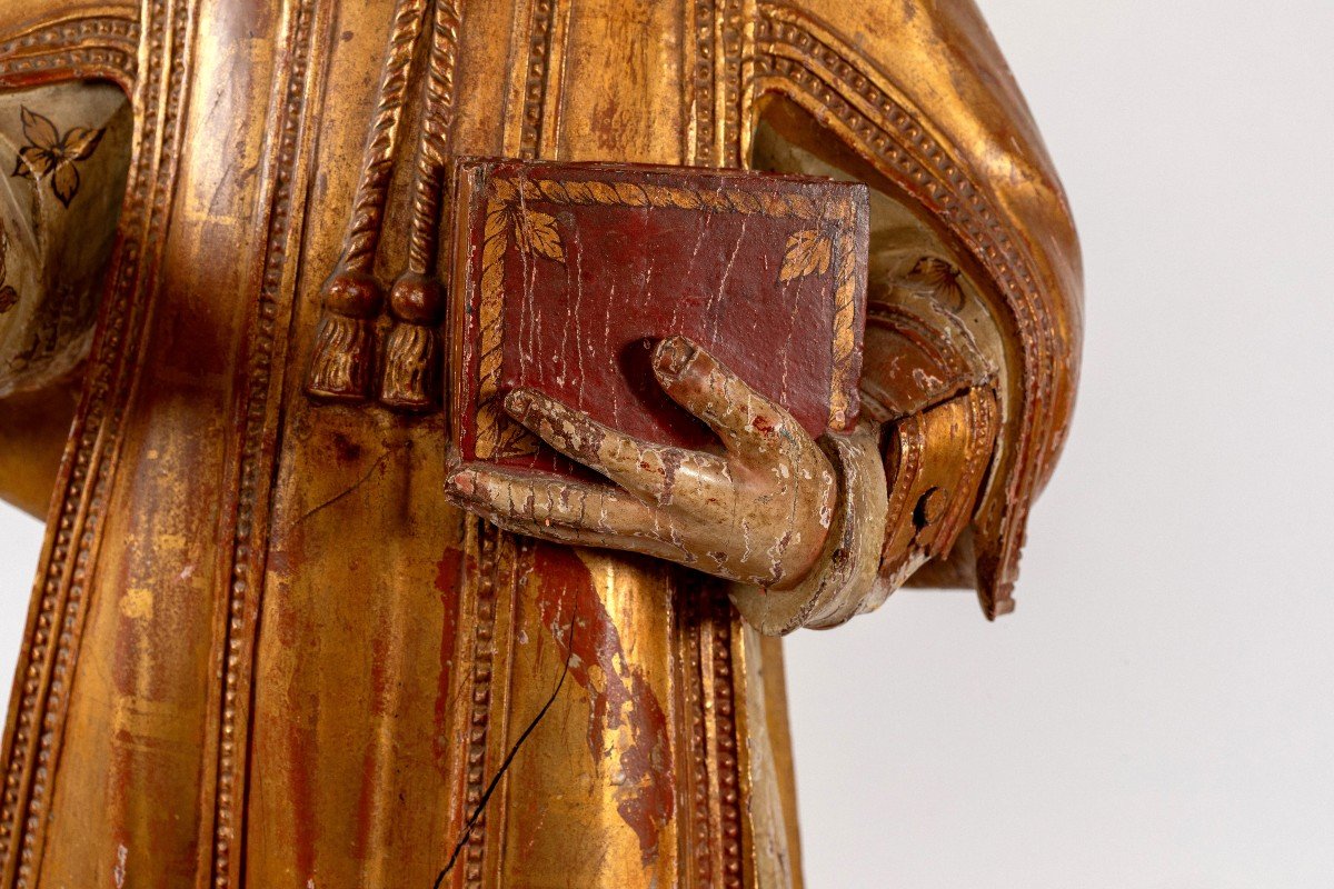 Saint En Bois Sculpte Et Peint 19eme-photo-1