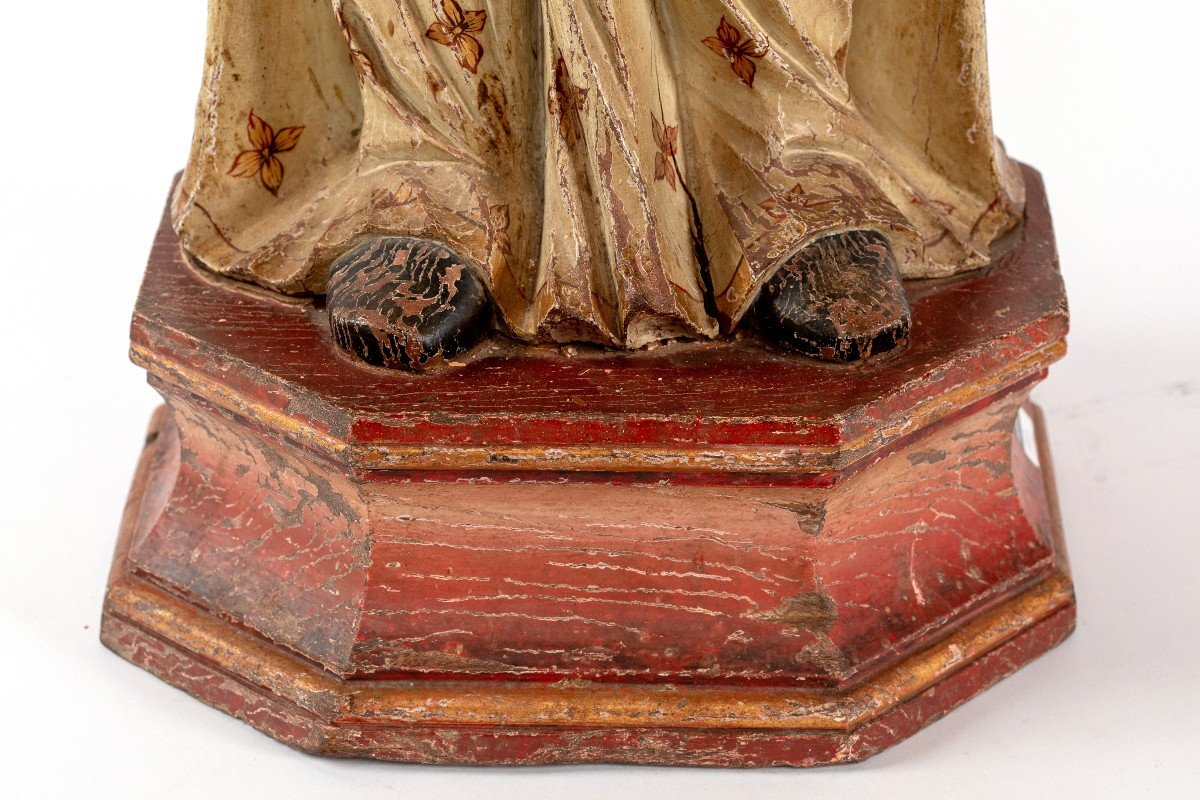 Saint En Bois Sculpte Et Peint 19eme-photo-2