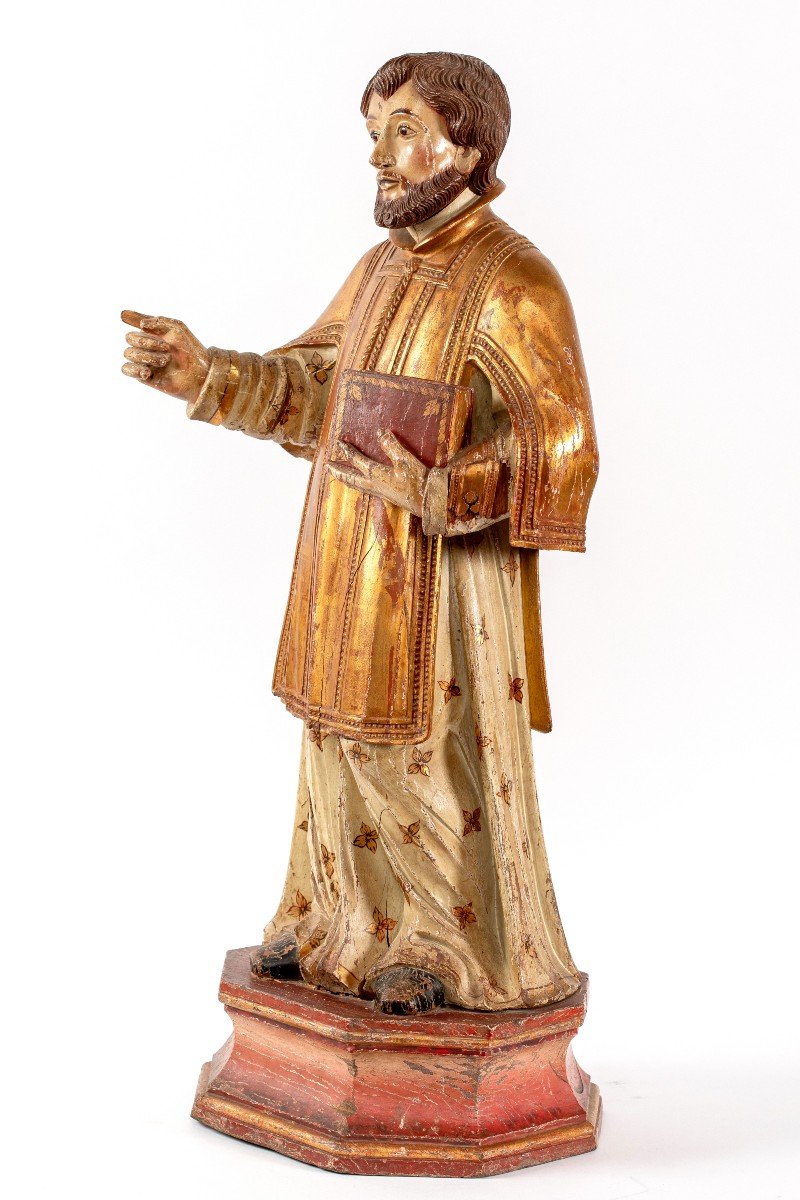 Saint En Bois Sculpte Et Peint 19eme-photo-3