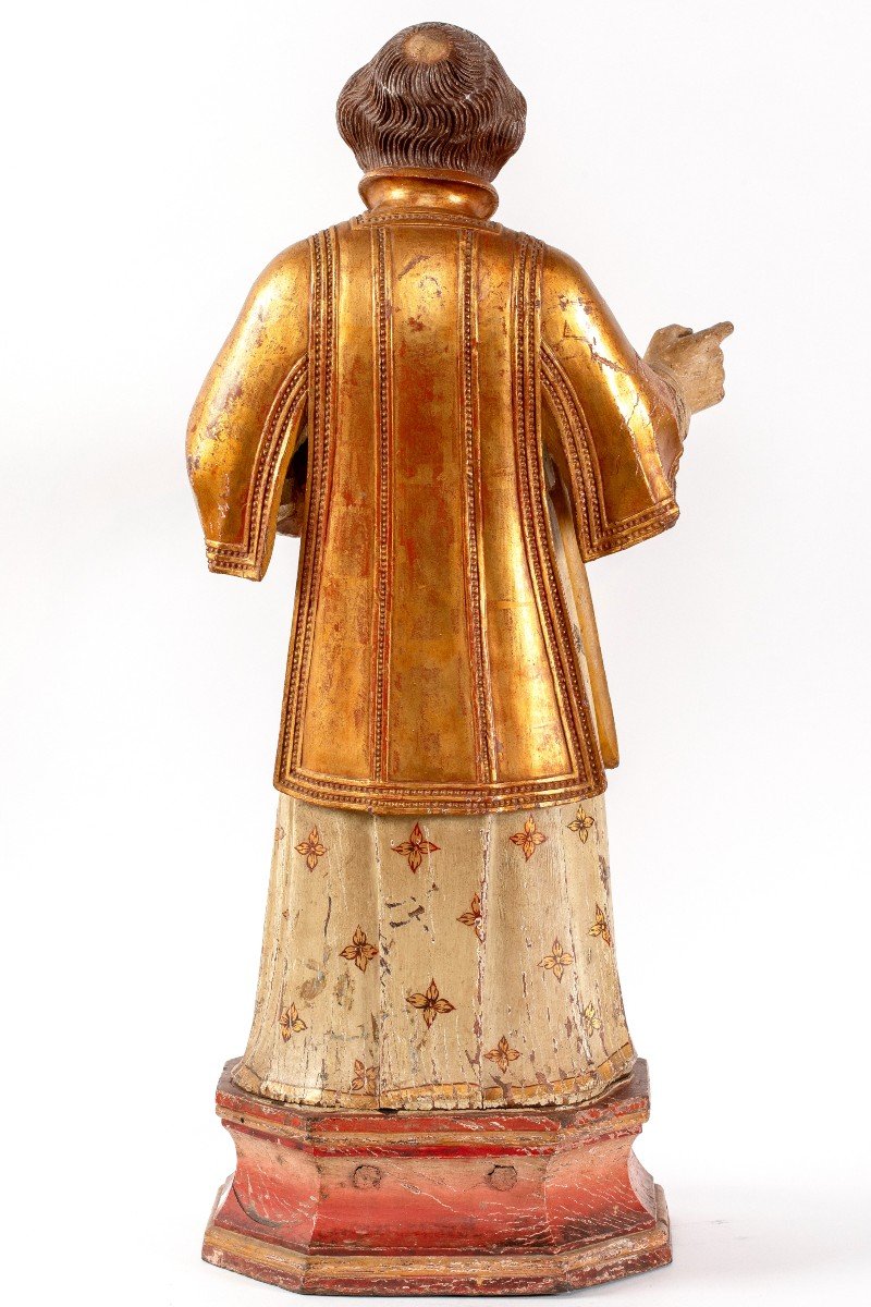 Saint En Bois Sculpte Et Peint 19eme-photo-4