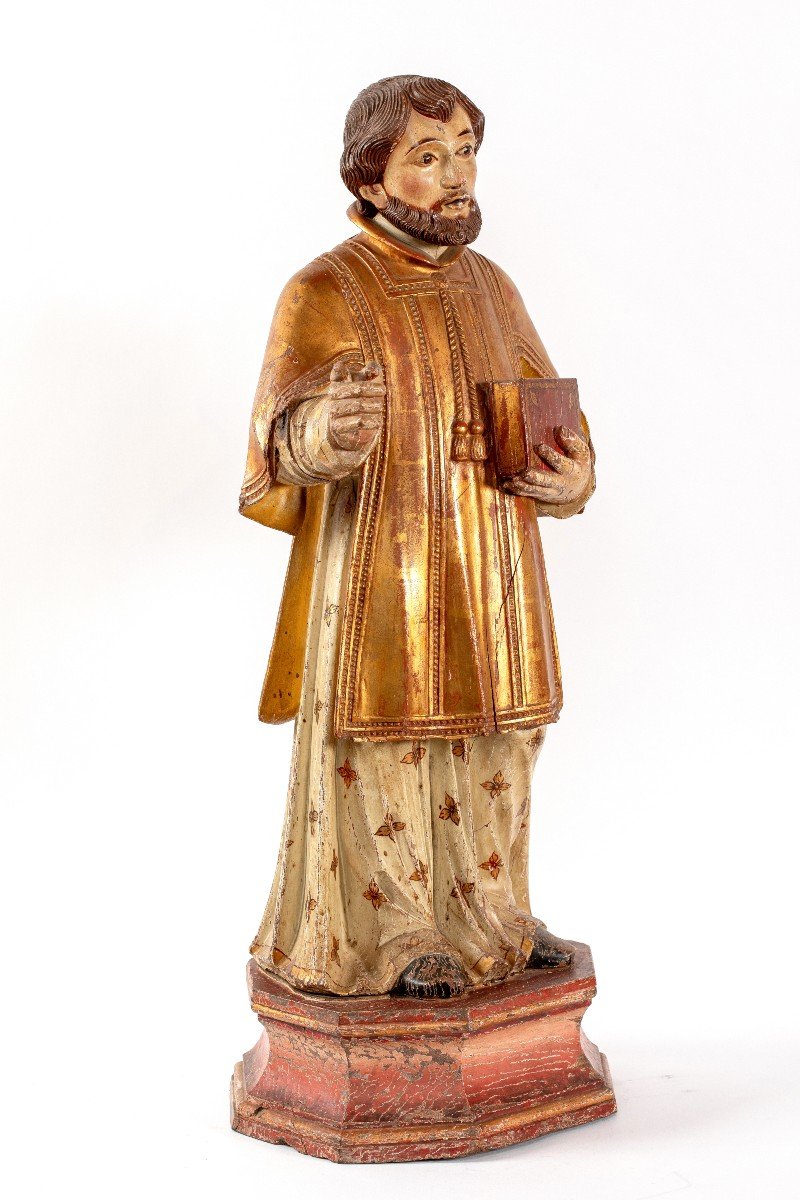 Saint En Bois Sculpte Et Peint 19eme-photo-5