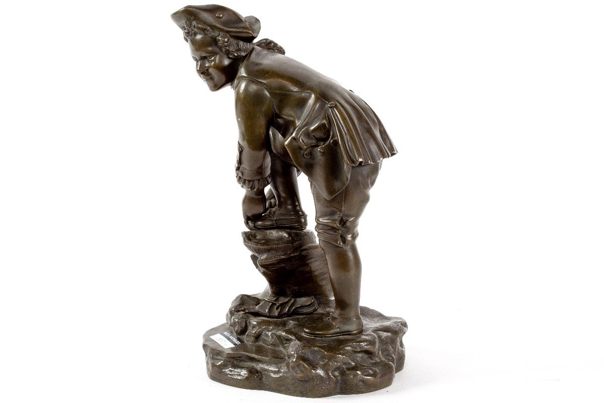 19th Century Bronze Sculpture Of A Boy With Skates-photo-2