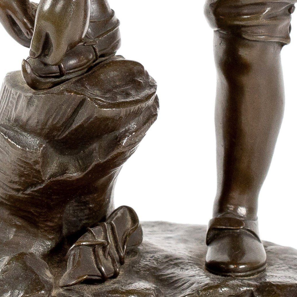 19th Century Bronze Sculpture Of A Boy With Skates-photo-4
