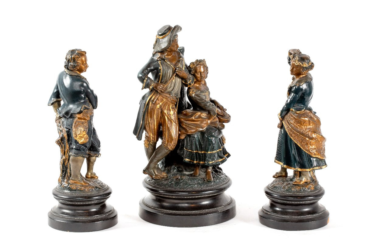 Serie Of Three Terracotta Sculptures, Late 19th Century-photo-5