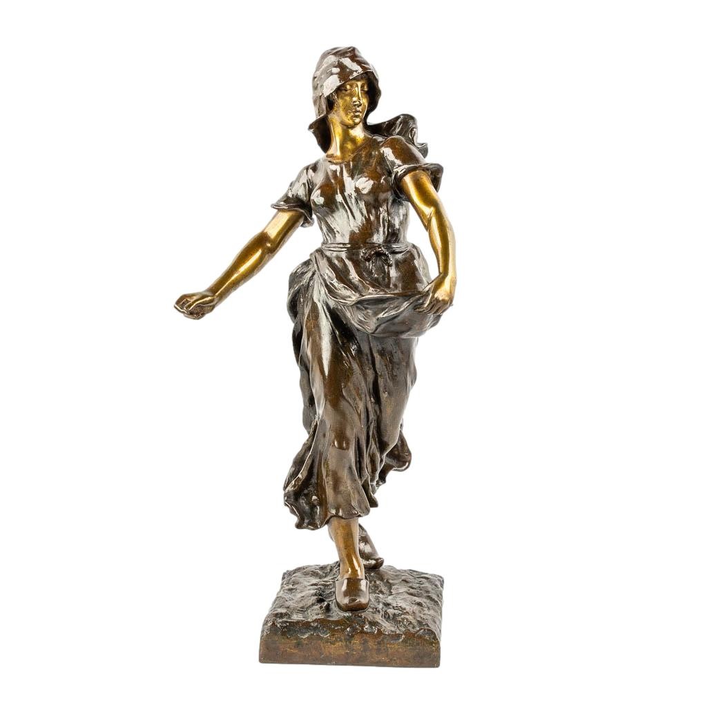 Sculpture En Bronze "La Semeuse" Signe Hans Schörk