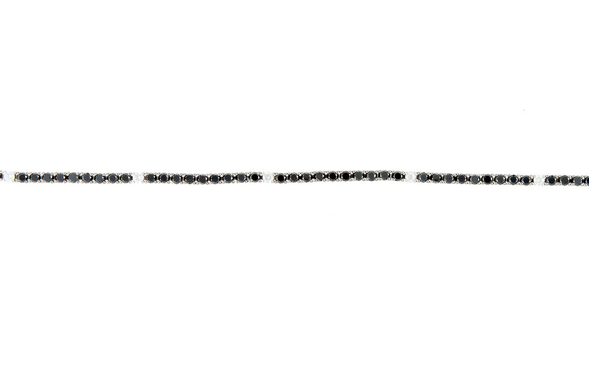Bracelet Tennis En Or Blanc 18ct Sertie De Diamants Noir Et Blanc-photo-1