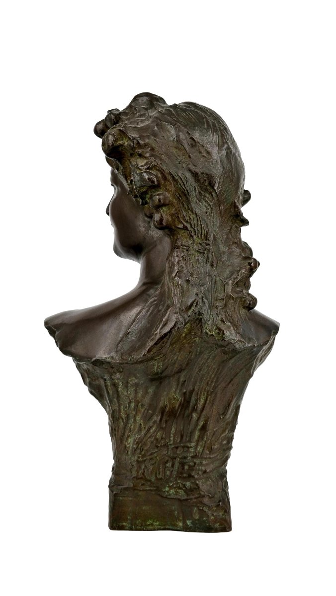 Bronze Bust Of A Young Woman, Jef Lambeaux (1852-1908)-photo-4