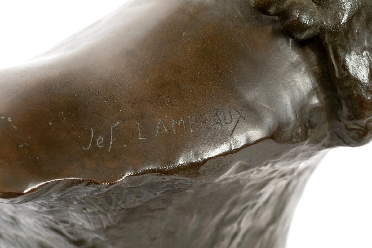 19th Century Bronze Bust Of A Woman "bacchante" By Jef Lambeaux-photo-2