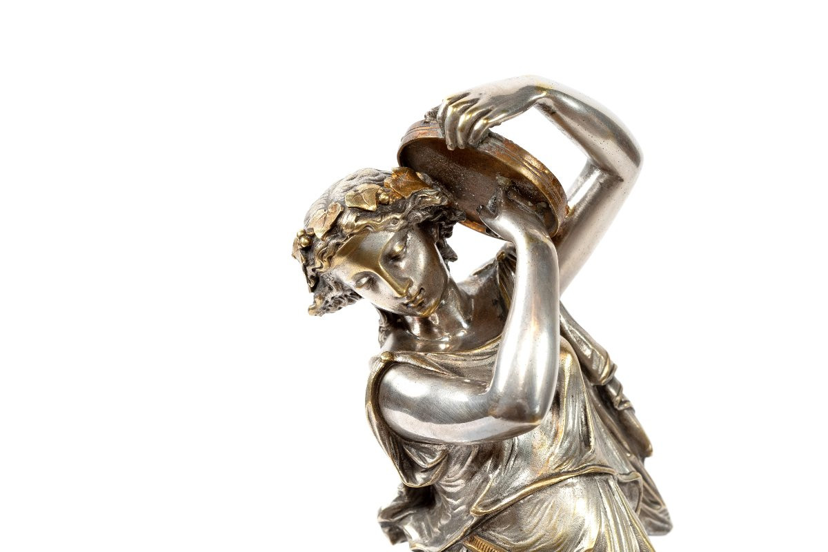 sculpture en bronze argenté "Symphonie" par Auguste Moreau-photo-2