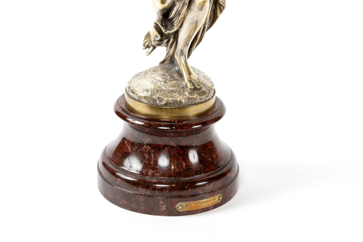 sculpture en bronze argenté "Symphonie" par Auguste Moreau-photo-4