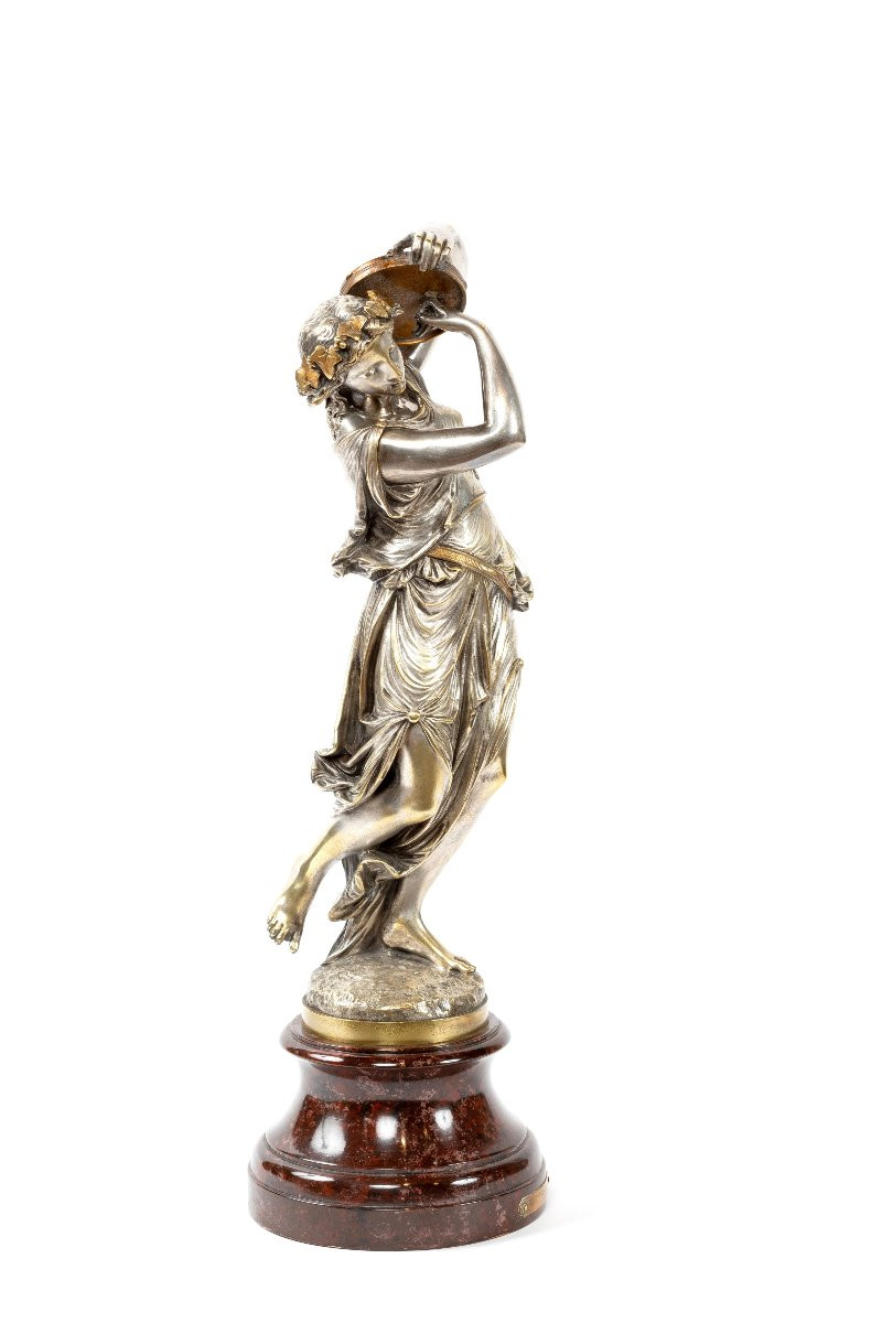 sculpture en bronze argenté "Symphonie" par Auguste Moreau-photo-4