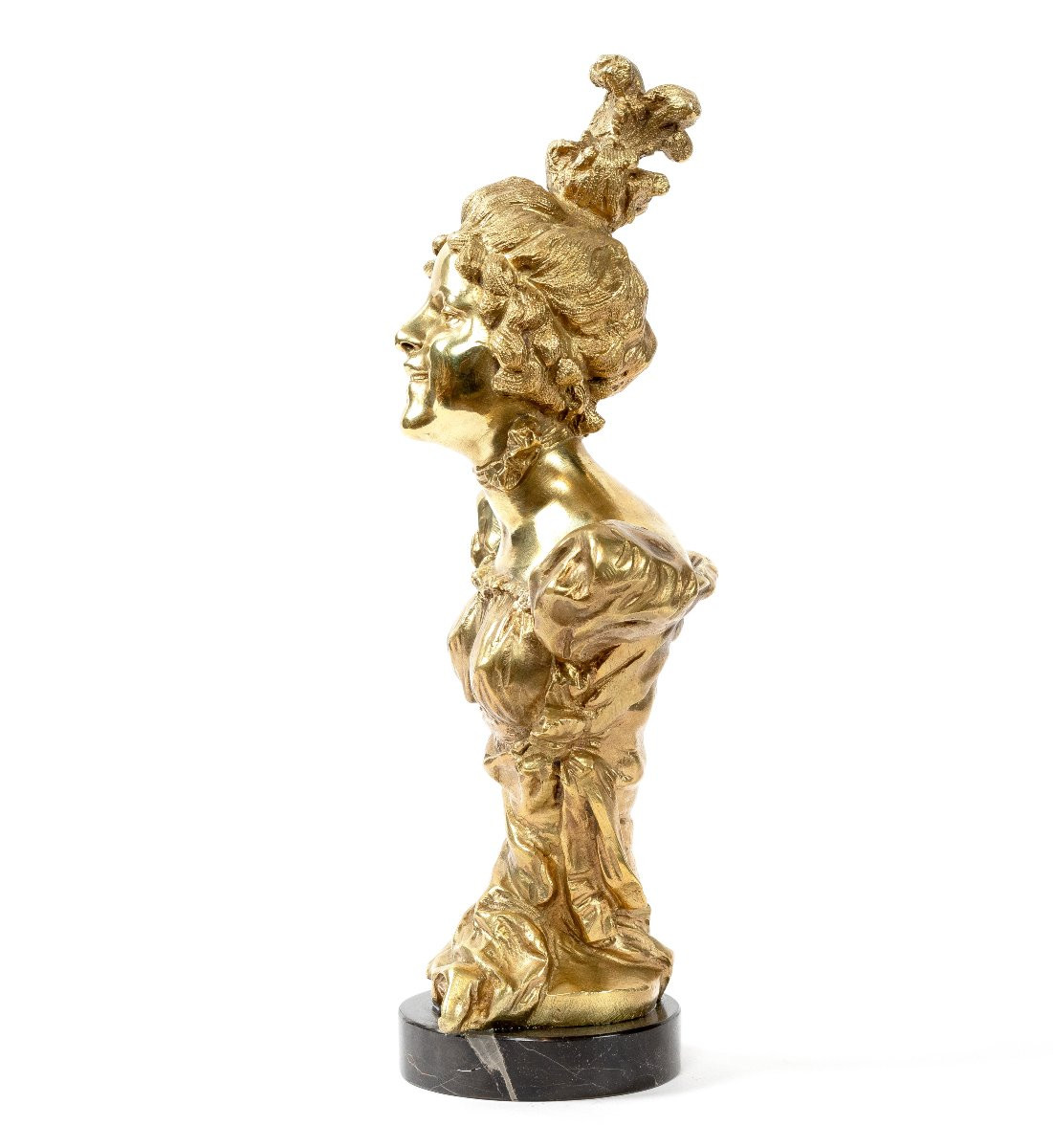 Bronze Bust Of A Woman "ninon" After Auguste De Wever-photo-2