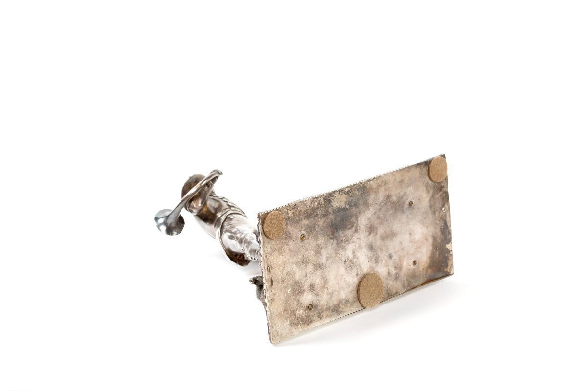 19th Century Silverplated Bronze Statuette "the Hunt" In Empire Style-photo-4