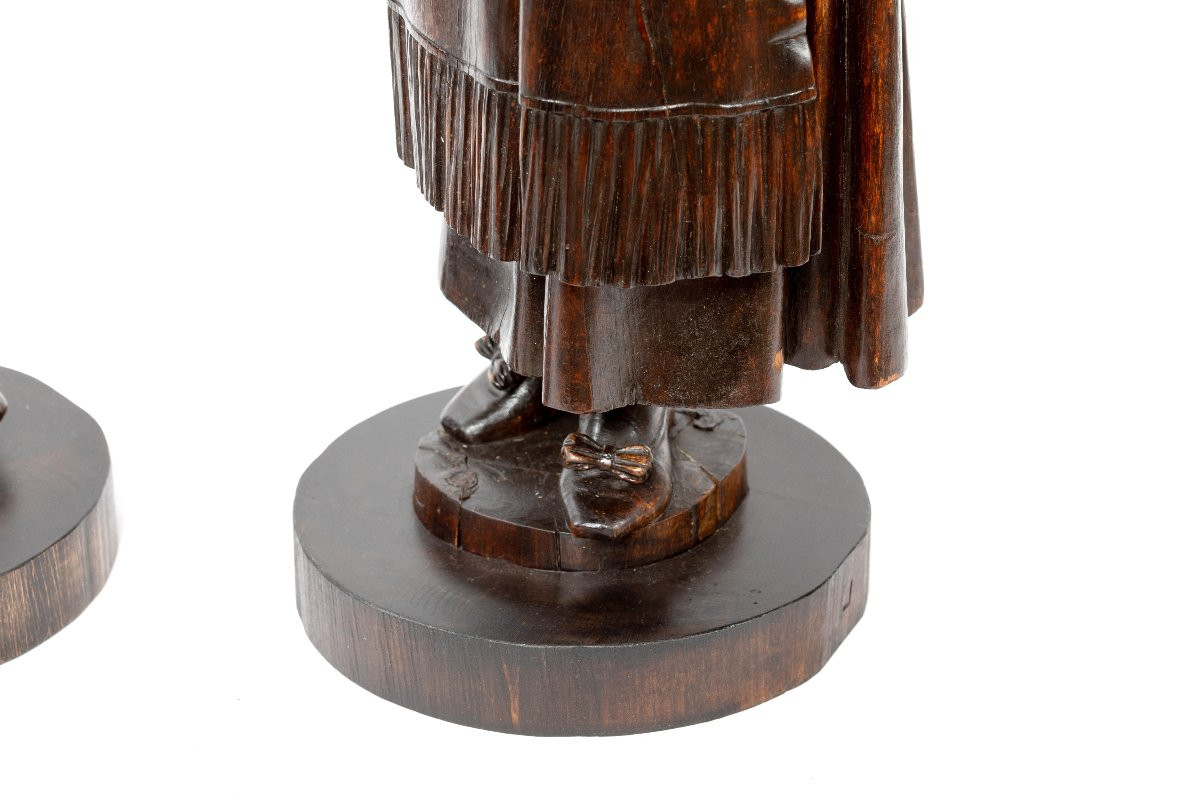 Pair Of 19th Century Wooden Sculptures -photo-2