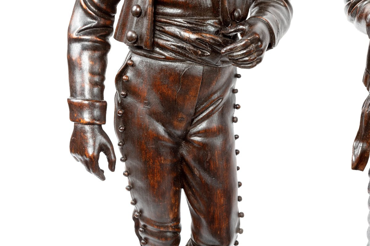Pair Of 19th Century Wooden Sculptures -photo-3