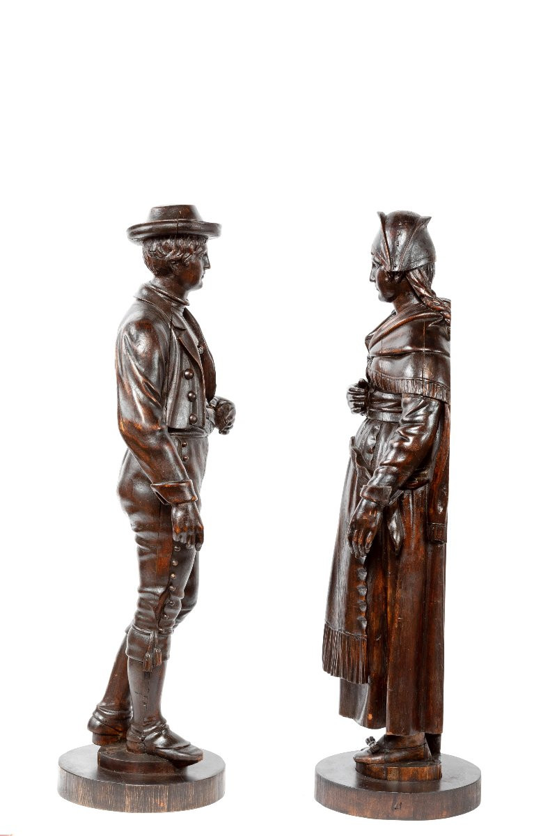 Pair Of 19th Century Wooden Sculptures -photo-4