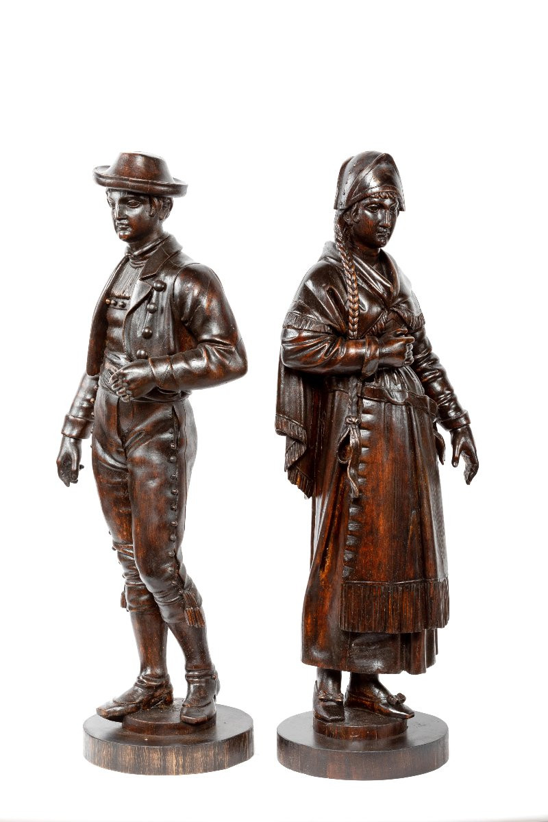 Pair Of 19th Century Wooden Sculptures -photo-6