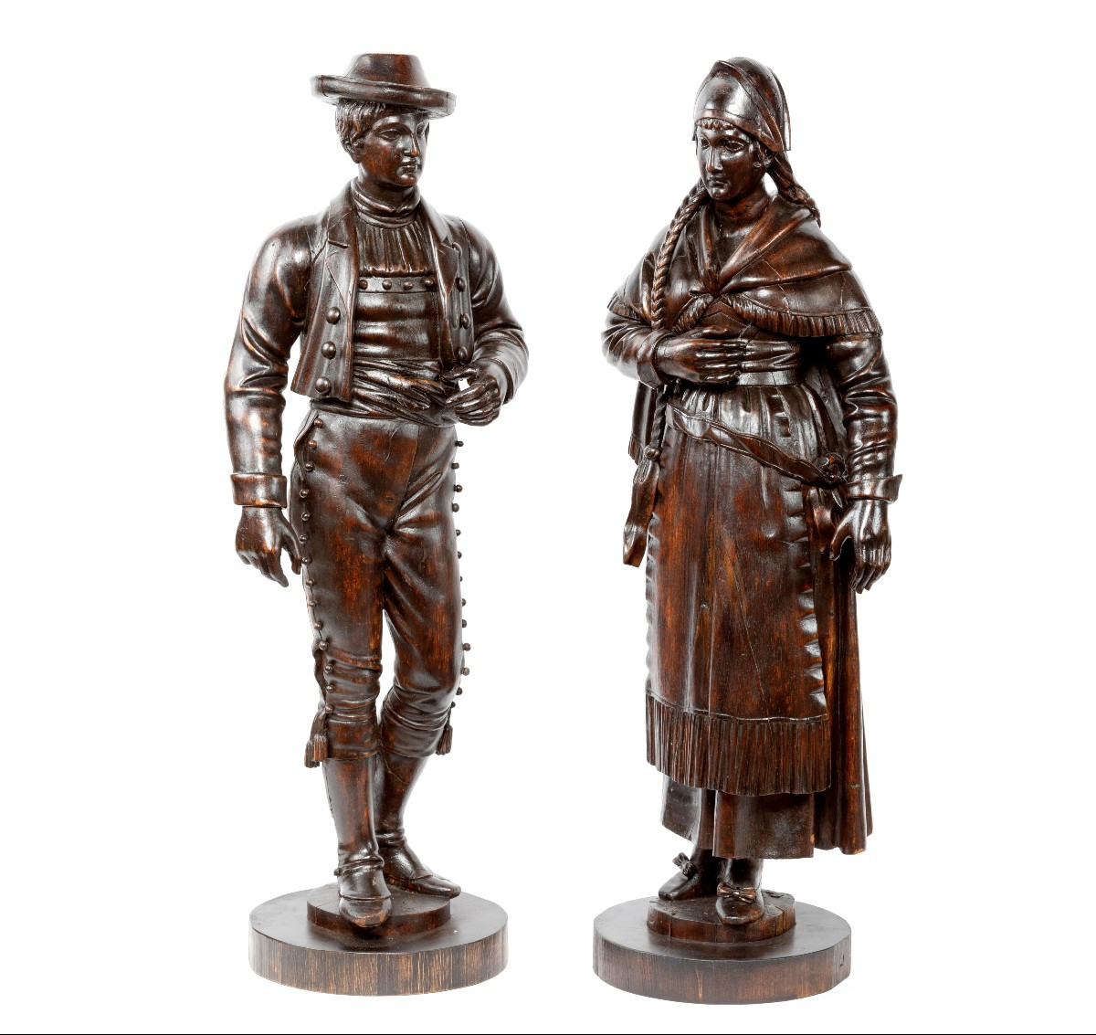 Pair Of 19th Century Wooden Sculptures 