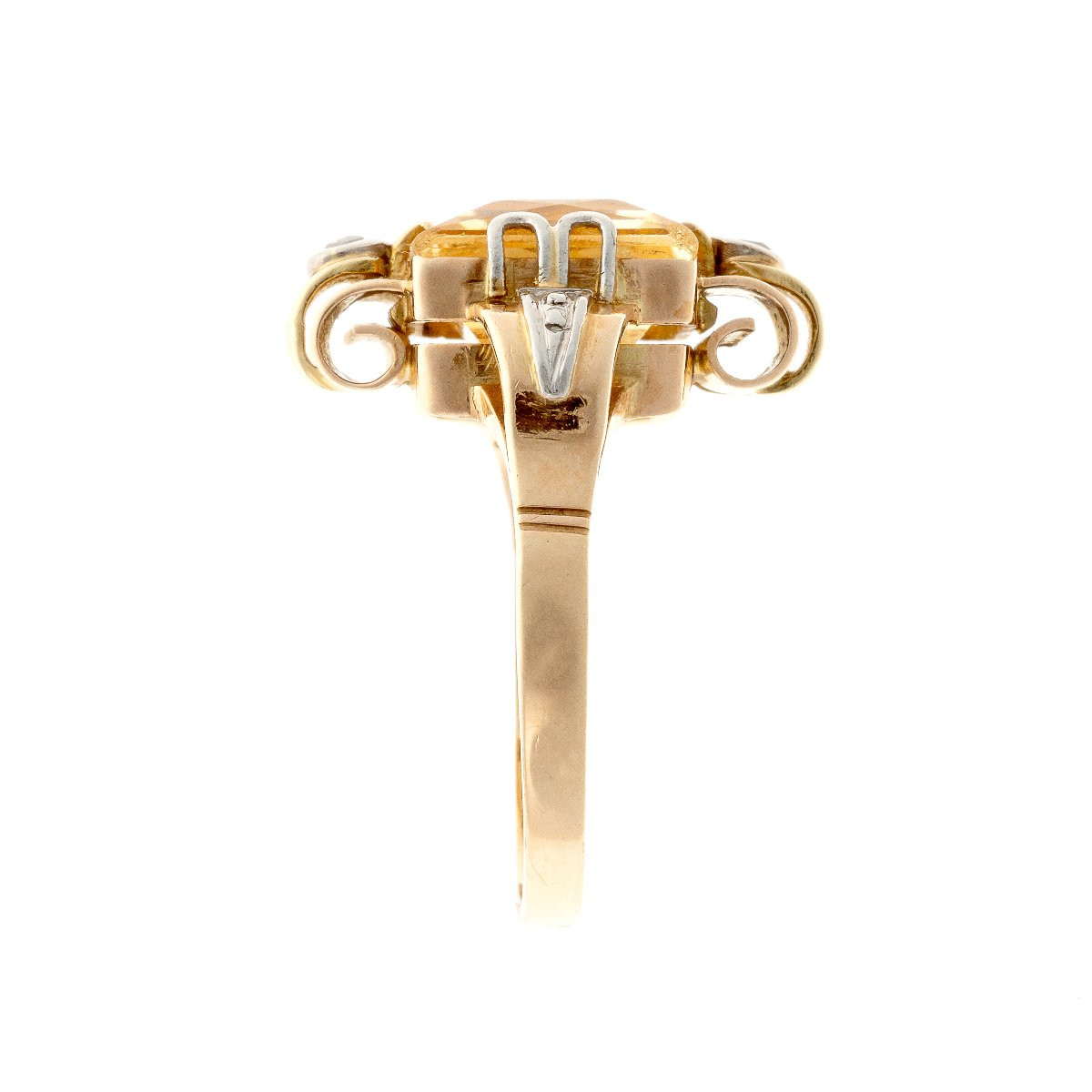 14k Gold Ring With Diamonds And Citrine-photo-2
