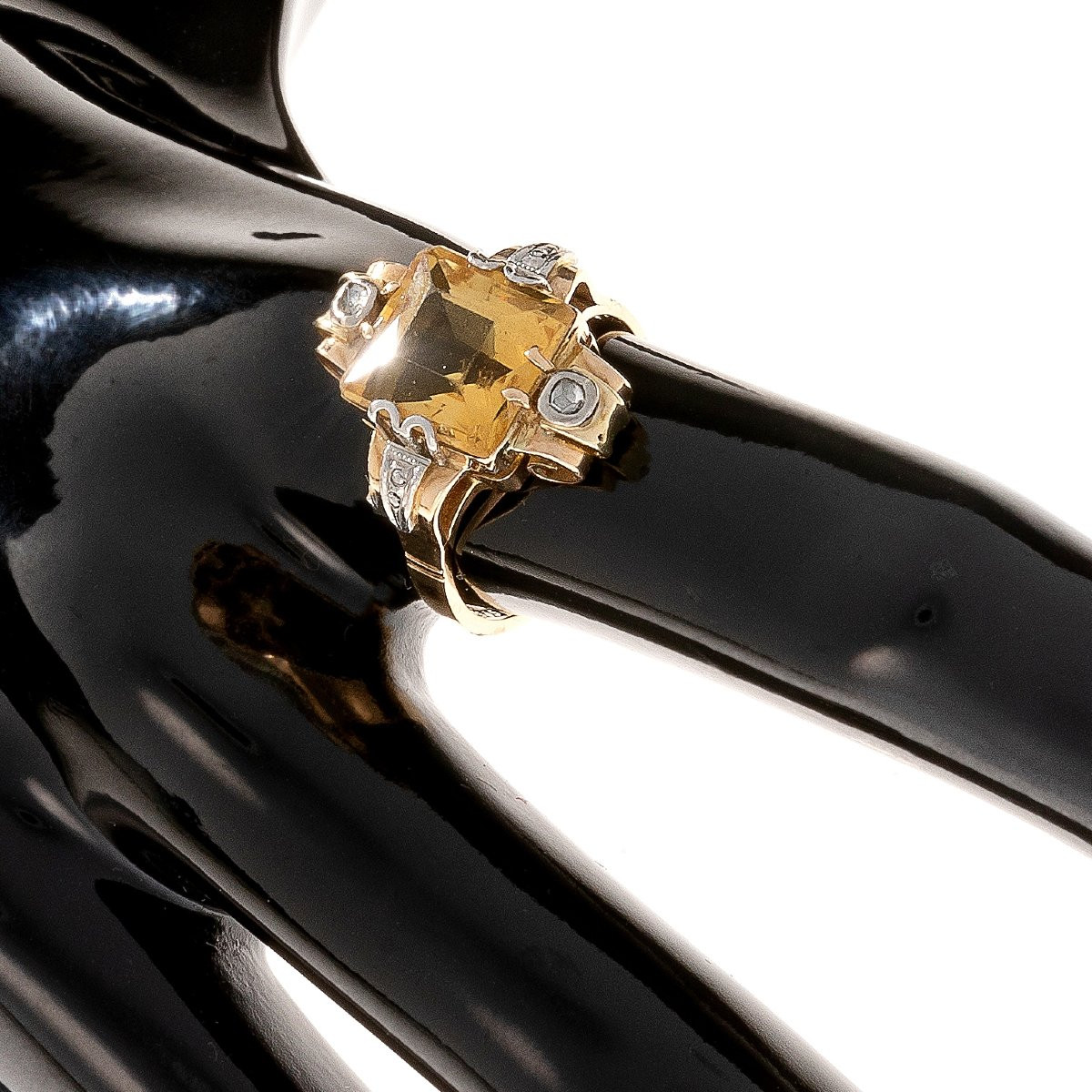 14k Gold Ring With Diamonds And Citrine-photo-4