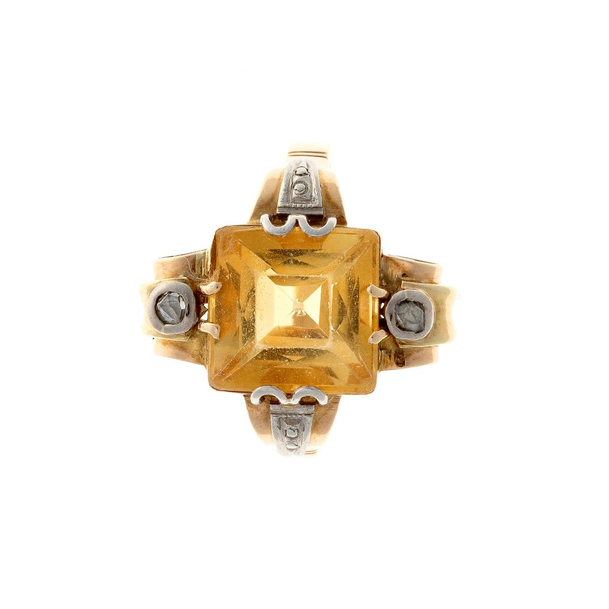 14k Gold Ring With Diamonds And Citrine-photo-1