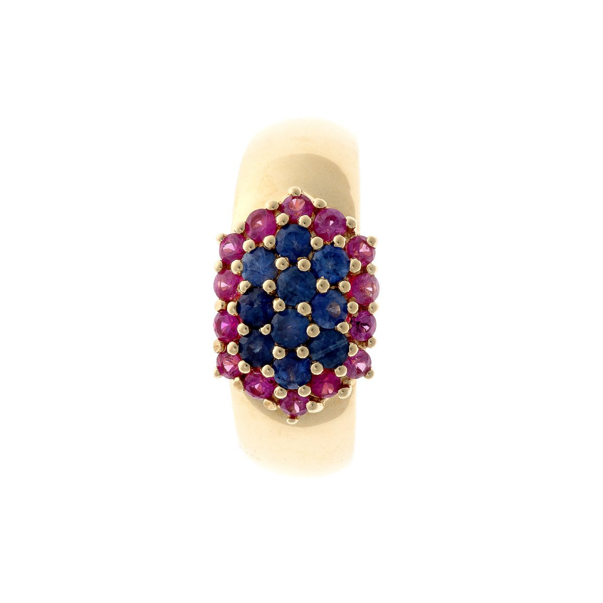 Bague en or 14 ct avec saphirs et rubis-photo-3