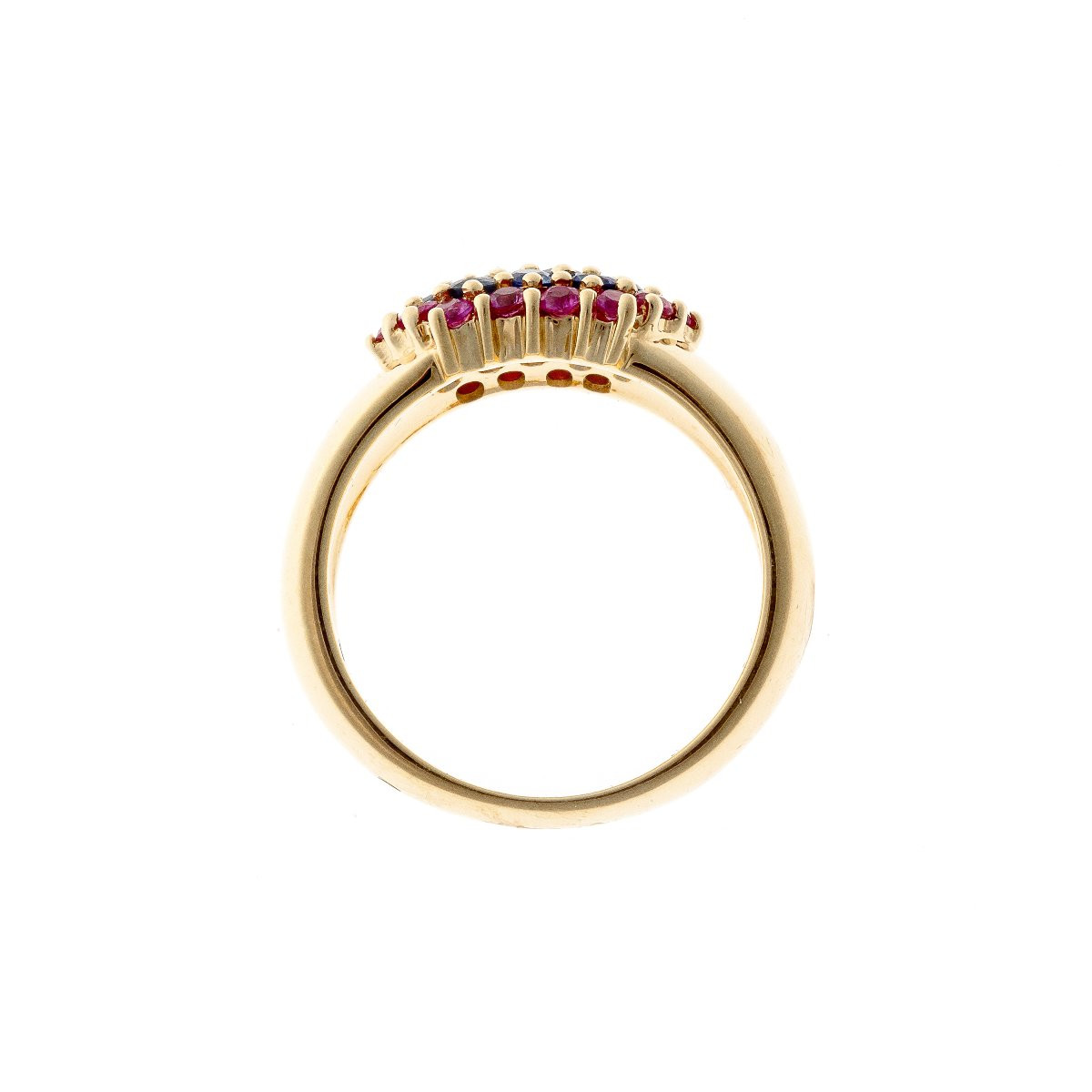 Bague en or 14 ct avec saphirs et rubis-photo-1