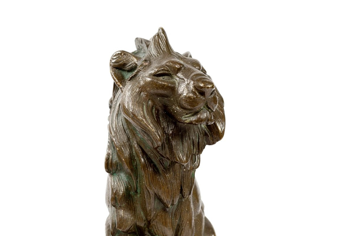 Pair Of Bronze Lions, Late 19th Century-photo-3