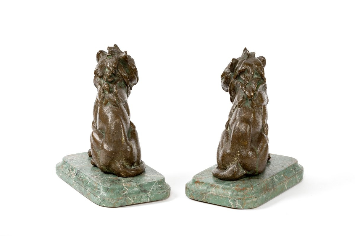 Pair Of Bronze Lions, Late 19th Century-photo-3