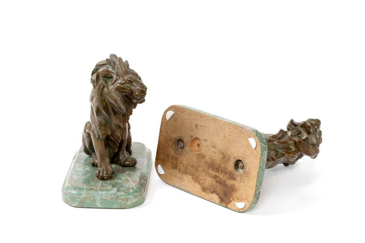 Pair Of Bronze Lions, Late 19th Century-photo-5