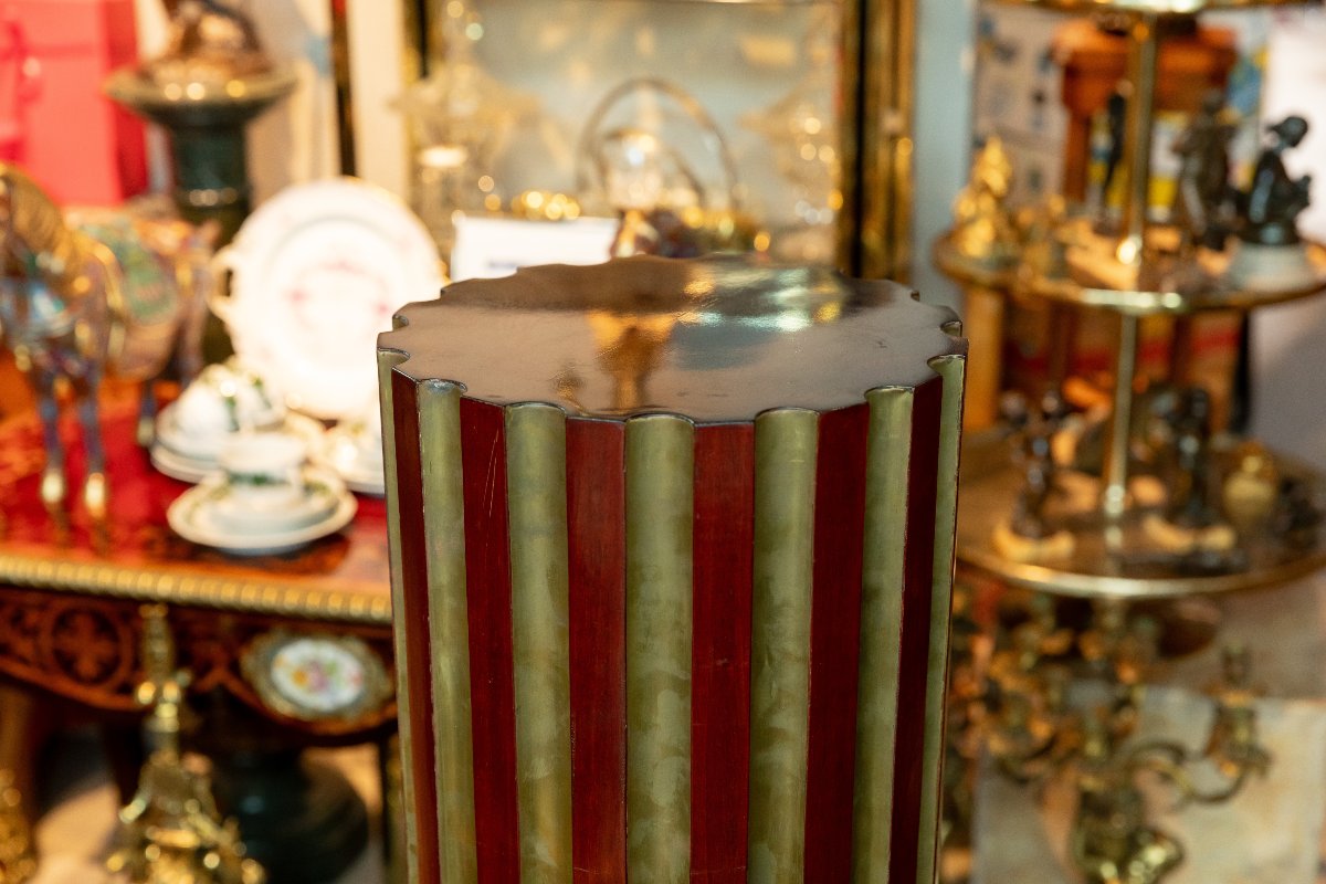 paire de colonnes en acajou et laiton de style empire russe, 20eme-photo-3