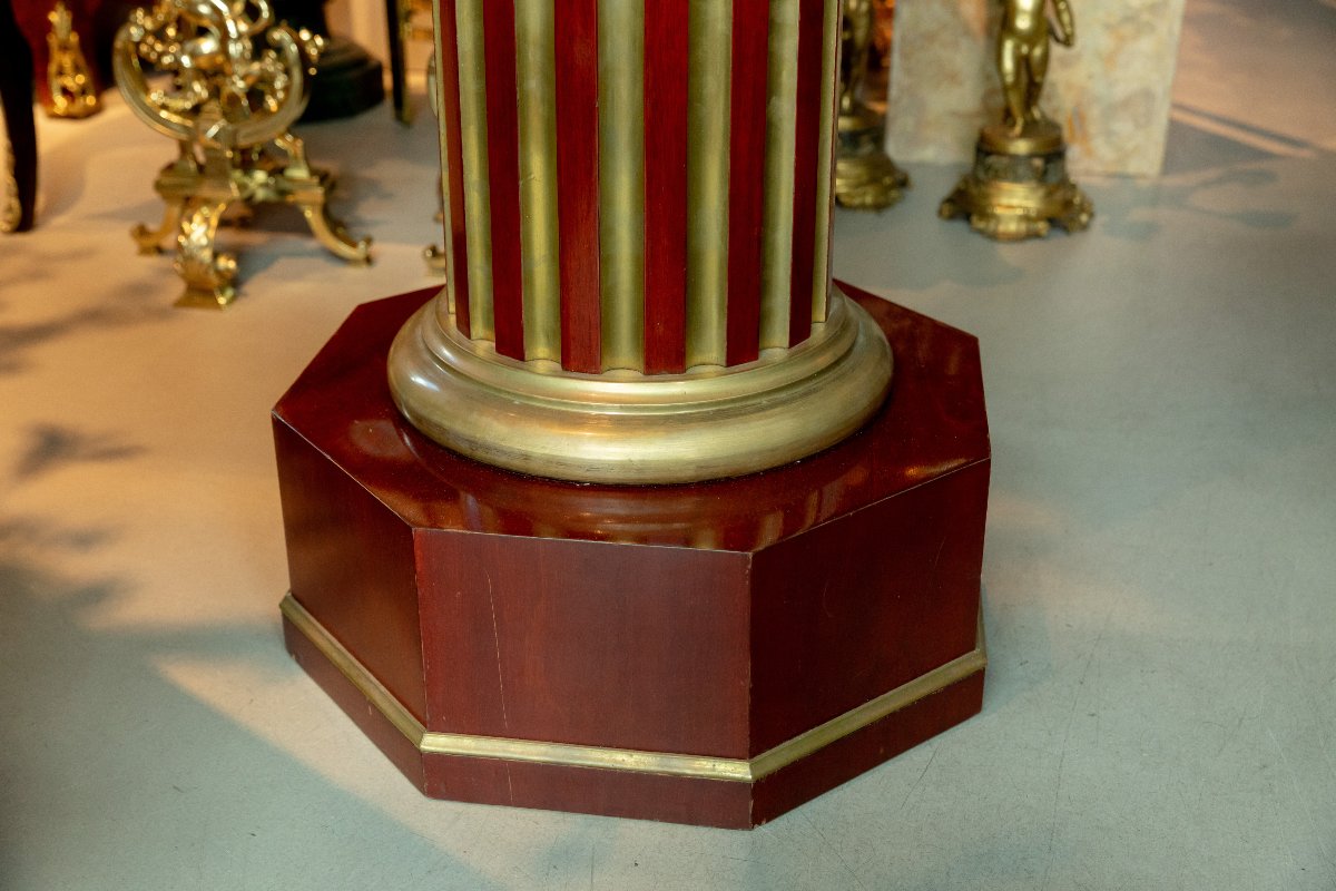 paire de colonnes en acajou et laiton de style empire russe, 20eme-photo-4