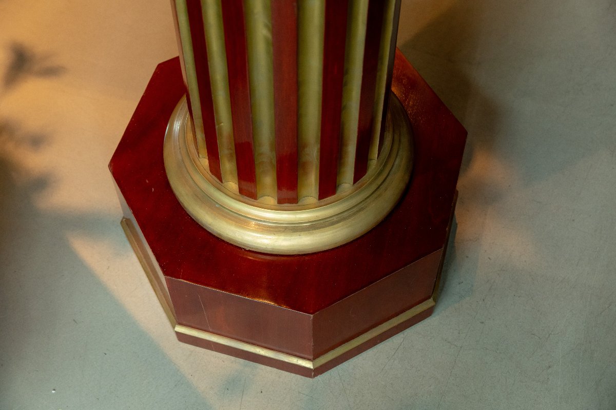 paire de colonnes en acajou et laiton de style empire russe, 20eme-photo-2