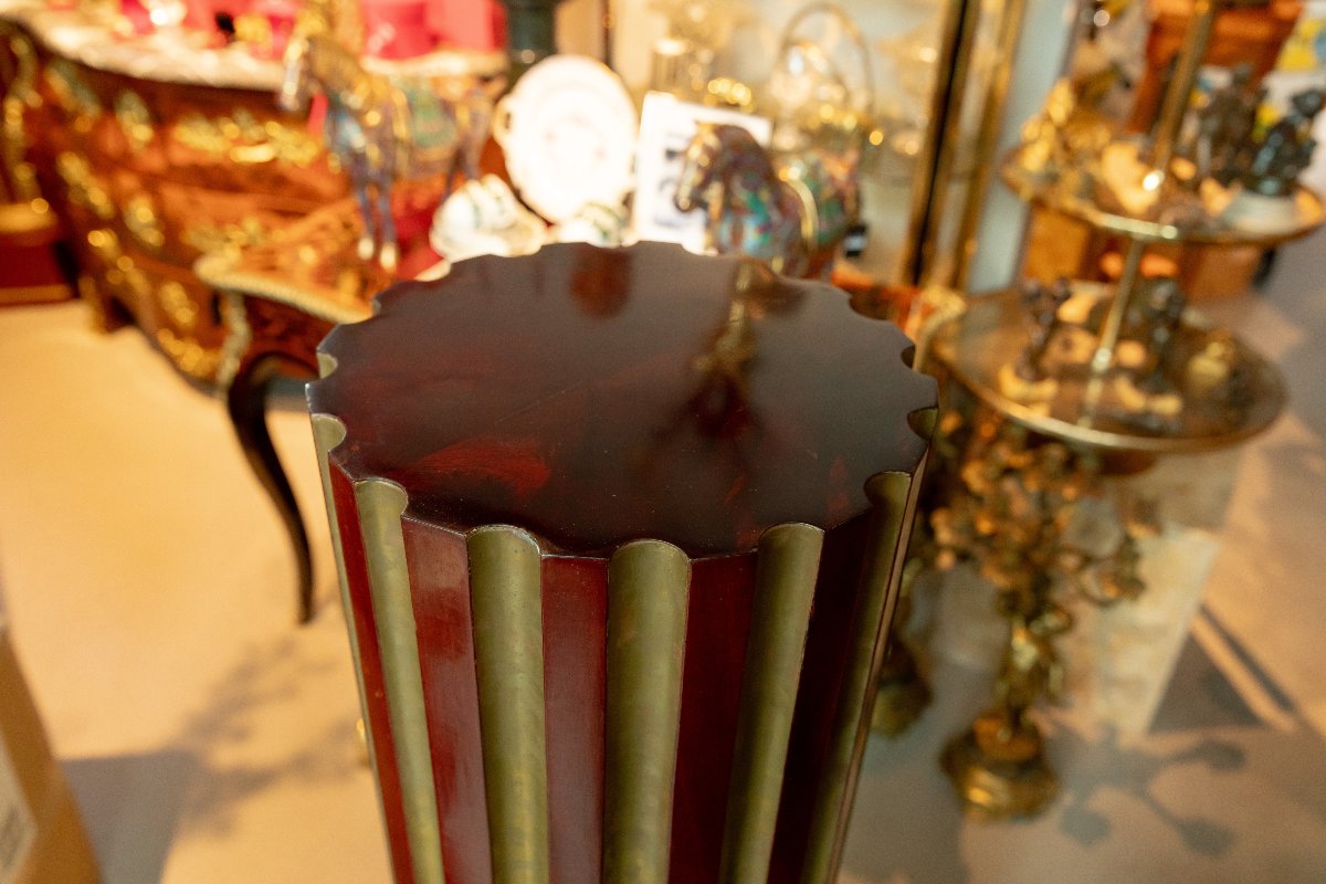 paire de colonnes en acajou et laiton de style empire russe, 20eme-photo-4