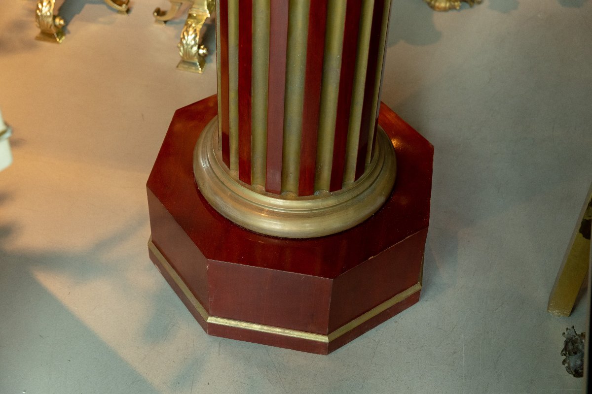 paire de colonnes en acajou et laiton de style empire russe, 20eme-photo-6