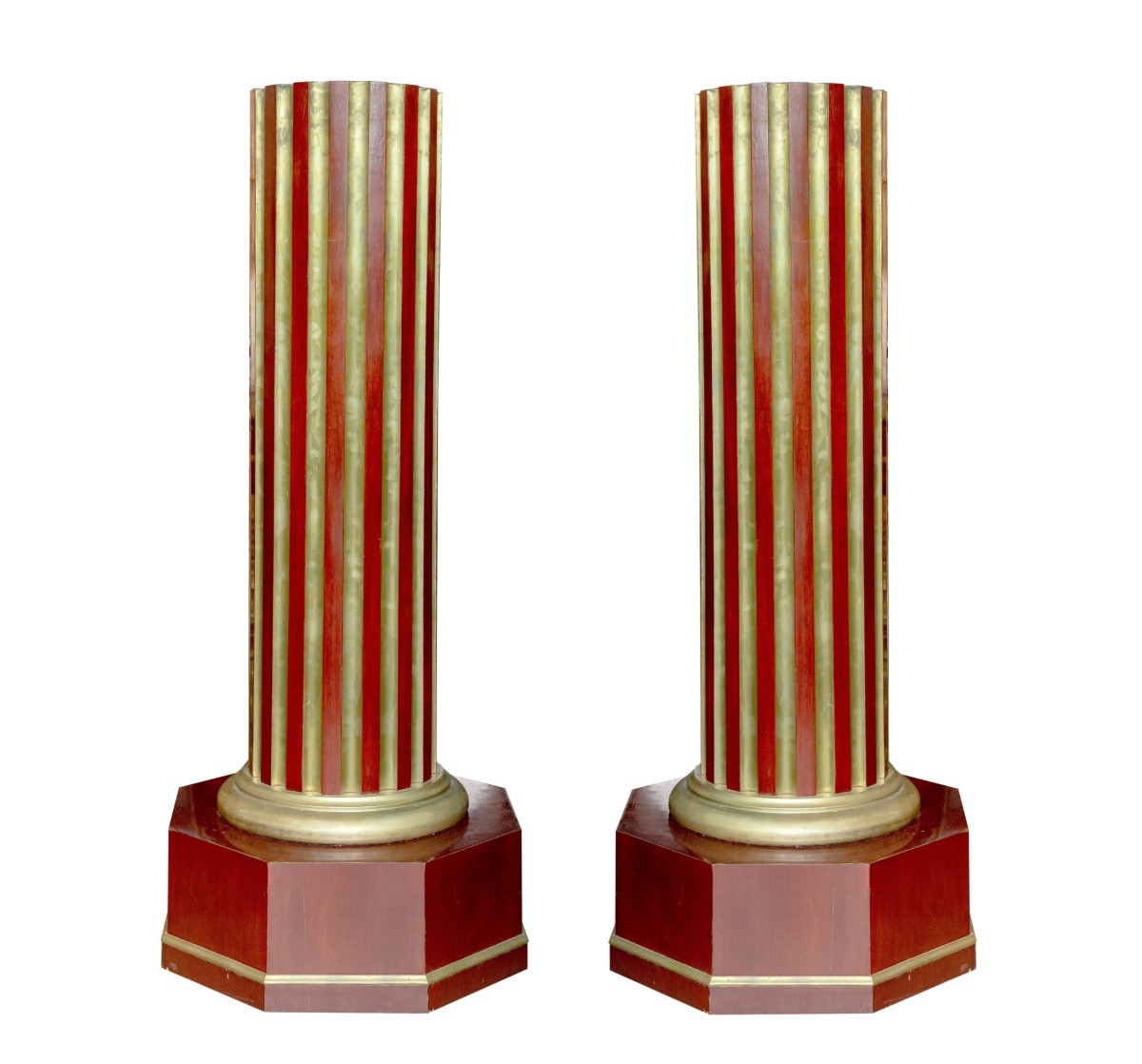 paire de colonnes en acajou et laiton de style empire russe, 20eme