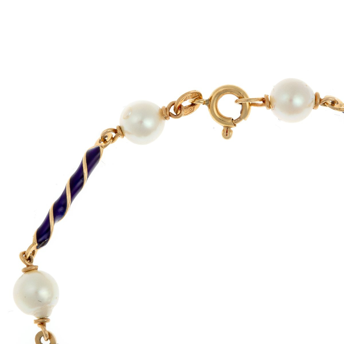18k Gold Bracelet With Enamel And Pearls -photo-2