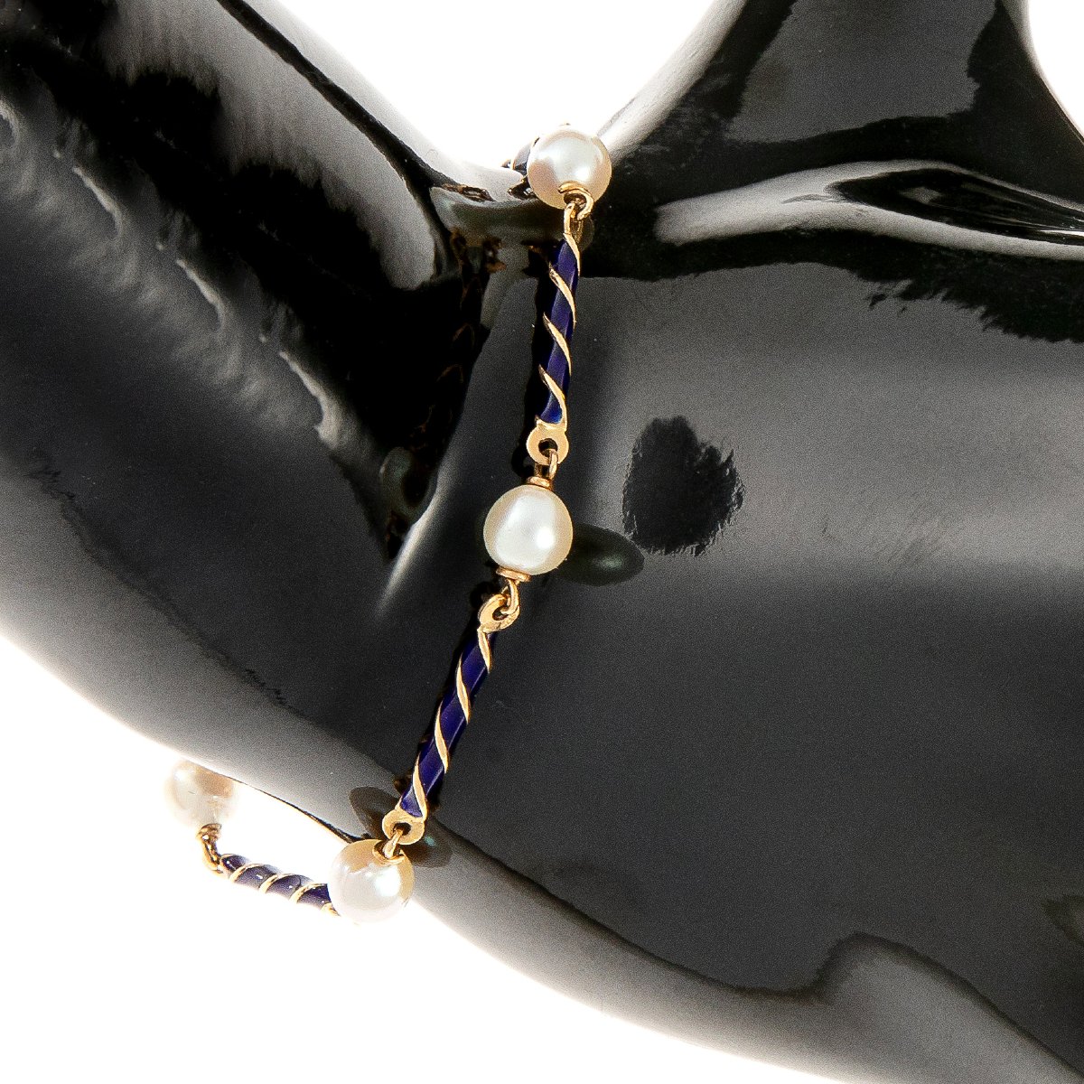 18k Gold Bracelet With Enamel And Pearls -photo-3