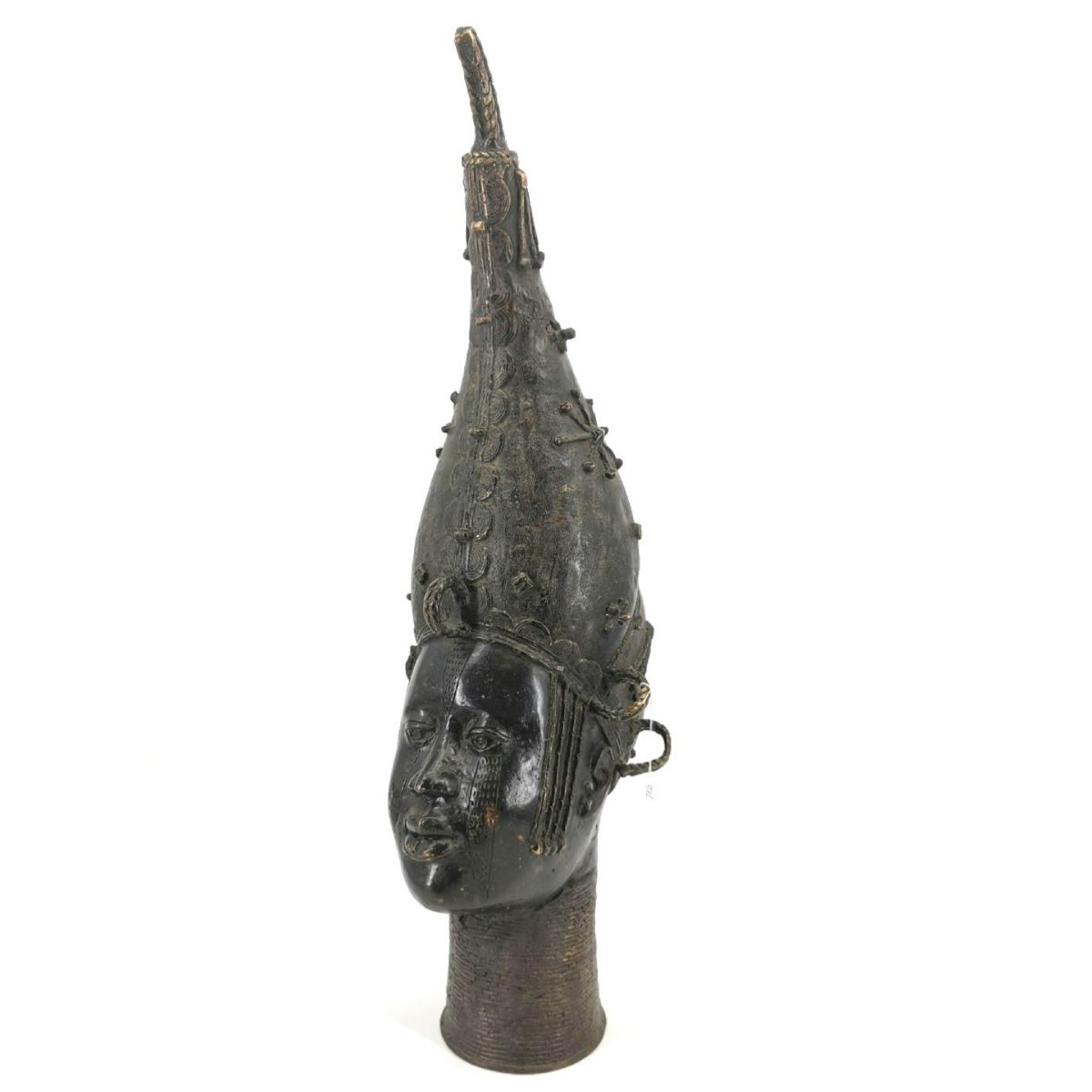 Large Bronze Head Of A Woman From Benin-photo-1