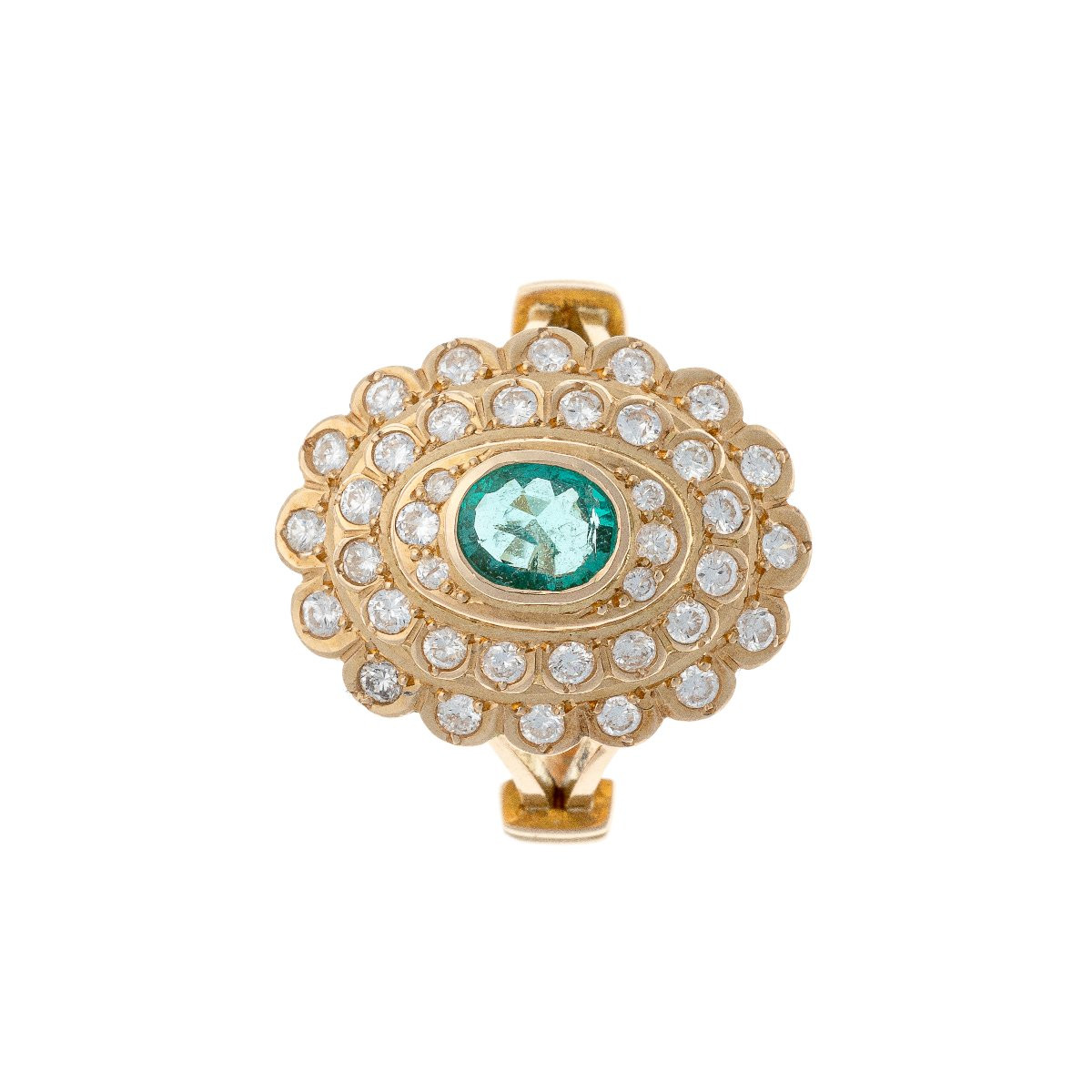 Bague en or 14k avec diamants et émeraude-photo-2