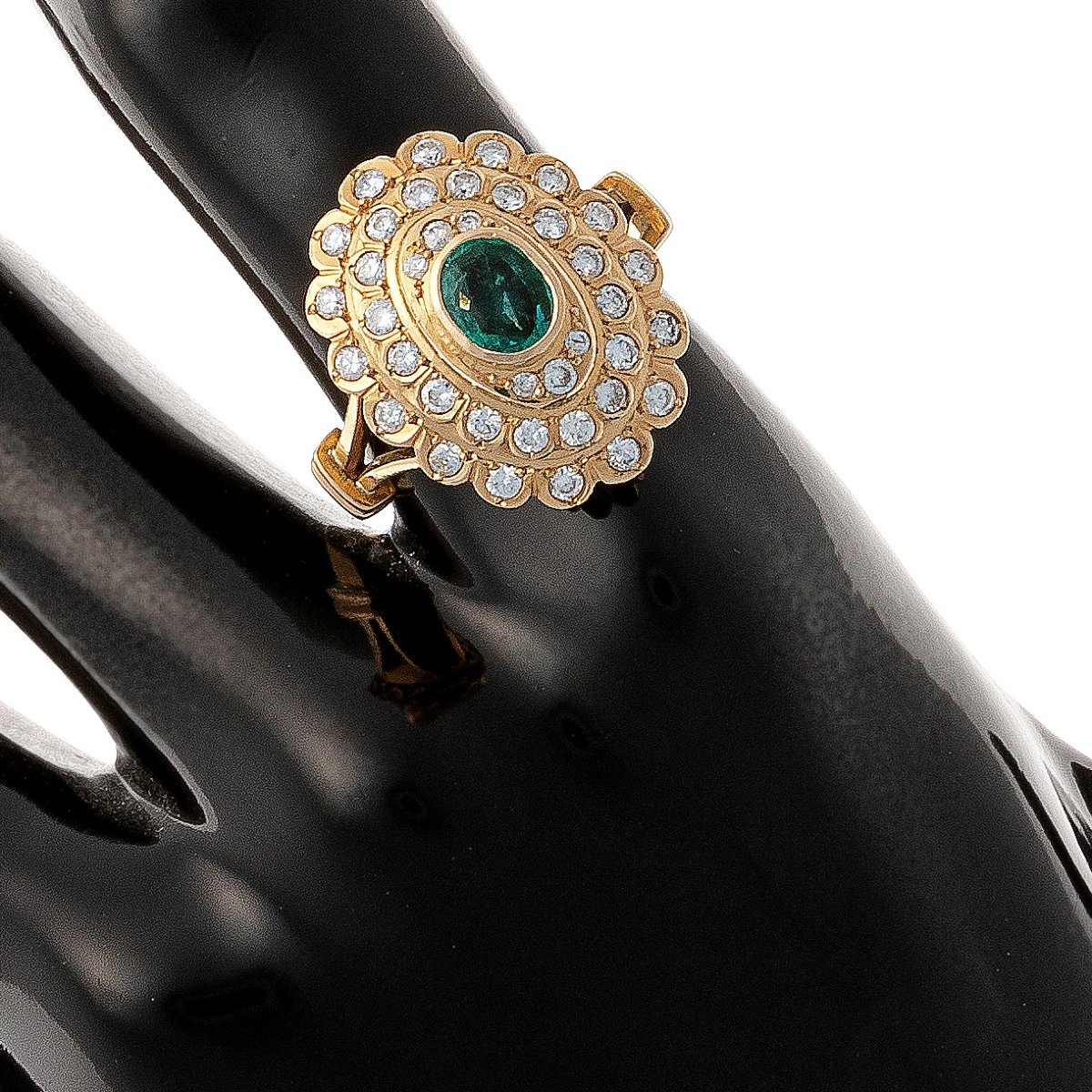 Bague en or 14k avec diamants et émeraude-photo-1