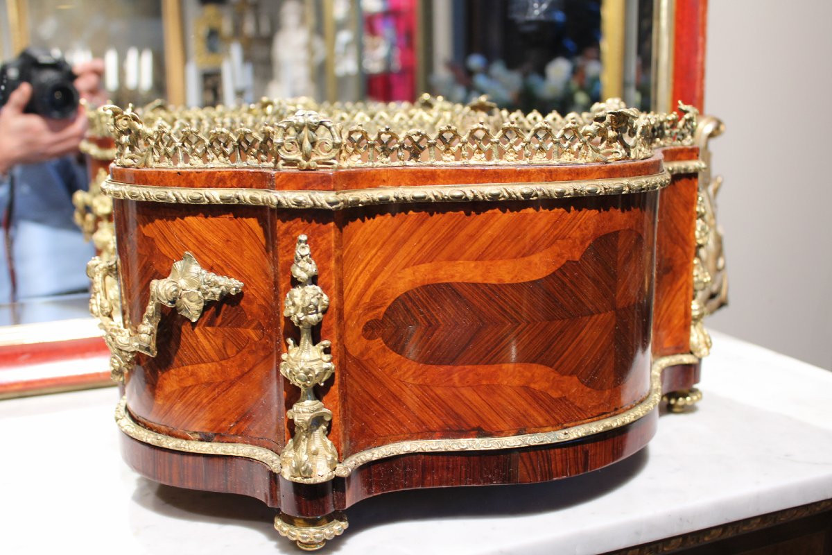 jardiniere en marqueterie et bronze d'epoque Napoleon III-photo-1